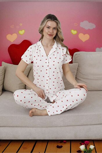ÇEÇEN HOME Cămașă cu mânecă scurtă Costum de pijama cu model cireș