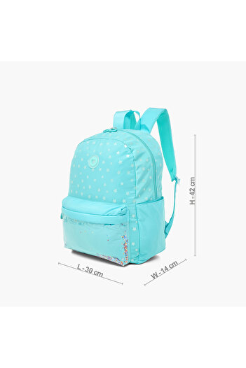 Juniors Star Print Backpack with Adjustable Straps and Zip Closure - 16 inches
