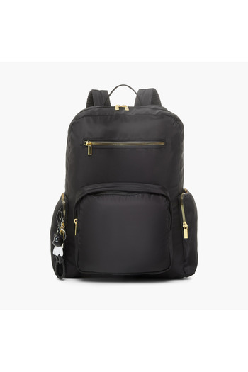 Juniors Solid Backpack with Adjustable Straps and Zip Closure - 17 inches