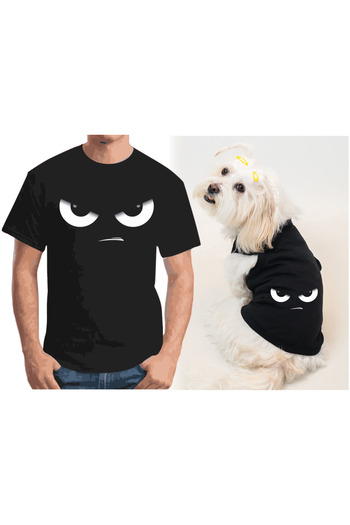 Buddy Store Cat & Dog Clothes Outfits - Black Tank Top and Human T-Shirt Suit Kobini (Combed Cotton 100% Cotton)