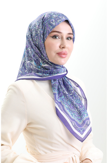 sefamerve Ethnic Pattern Soft Scarf 90201-07 Purple