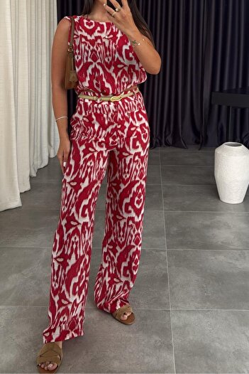 Suziş 100% Cotton Voile Fabric Patterned Bluz Pant Sue 4S115