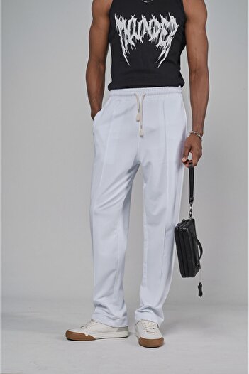 Butik Comfortable Fit Pants with Elastic Waist and Front Slit
