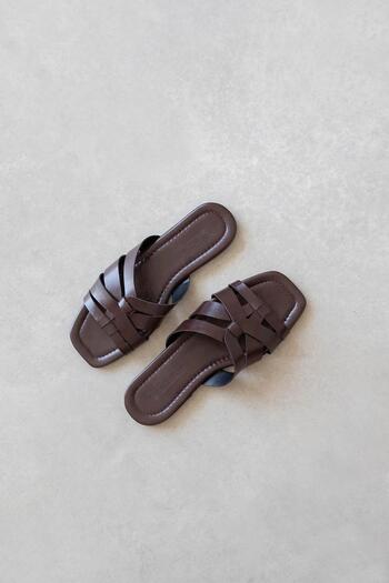 STRASWANS Luz Women's Daily Leather Slippers Brown