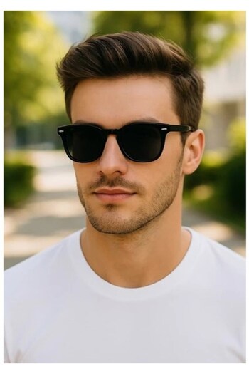 Lexi Bella Stylish Style Unisex Sunglasses with Uv 400 Protection Polarized Black Frame Detail Metal Hinged Glasses