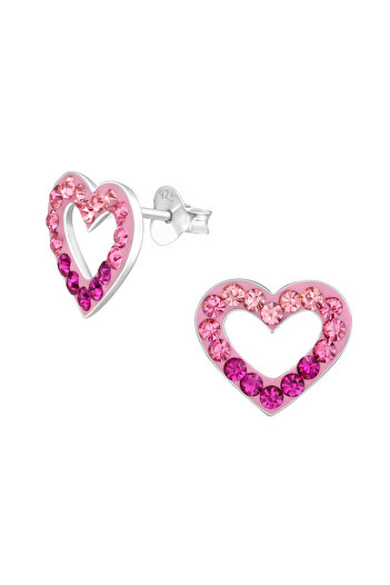 Sophia Collection Children's earrings, 925 silver, Heart model with crystals