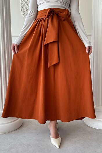 InStyle Pleated Girdle Detail Tile Skirt