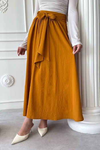 InStyle Yellow Skirt with Pleated Belt Detail