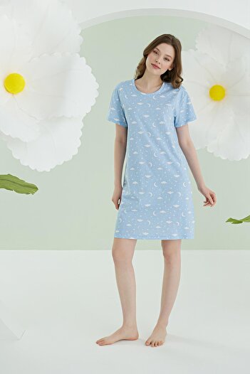 NBB Women's Blue Nightgown 100% Cotton