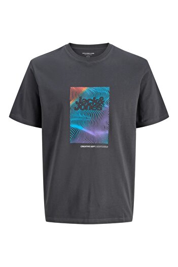 Jack & Jones J&J T-Shirt Men Logo Printed Tee Shirt Asphalt