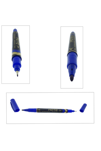 OEM Marker permanent albastru cu 2 vârfuri, 0,5 mm și 1 mm, pentru diverse suprafețe