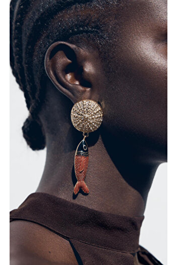 AychaAksesuar Steel Imported Za Brand Model Dangle Big Fish Earrings
