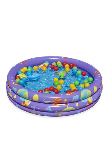 BESTWAY Inflatable Pool with Balls Intergalactic Colorful Kids Pool with Ball Pit for Outdoor Fun