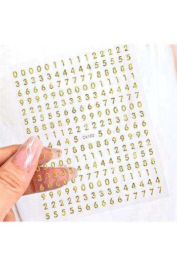 Venalisa Tırnak Sticker Nail Art Süsleme Etiket Numara Rakam Sayı Sticker Gold Renk
