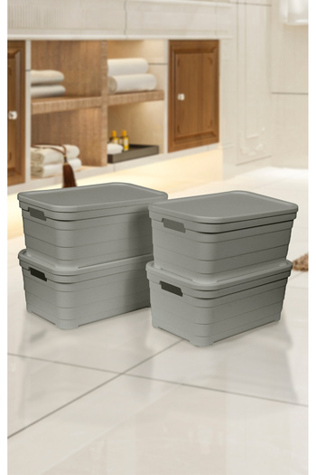 Nesto Home Set of 4 Multi-Purpose Colorful Box with Lid Office Organizer 4X10.8 Liters