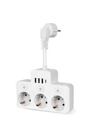 WELSMAR Extender Priza, Multifunctional, Welsmar, 7 in 1, 3 Porturi, 3xUSB, 1xUSB-C, 3 Comutatoare Independe