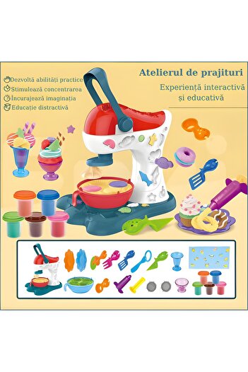 Fabra.ro Set Plastilina Fabra®, atelier de prajituri cu instrumente de modelare, + 3 ani, 18x21.5x26cm