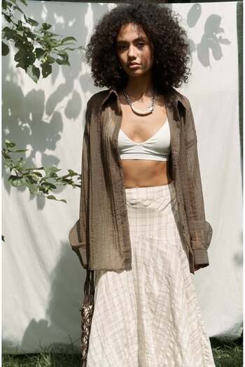 BOHEMAİ Syaritta Oversize Brown Transparent Shirt