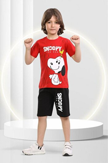 ruhaay Snopy Printed Boy's Short Sleeve Summer Shorts Bottom Top Suit