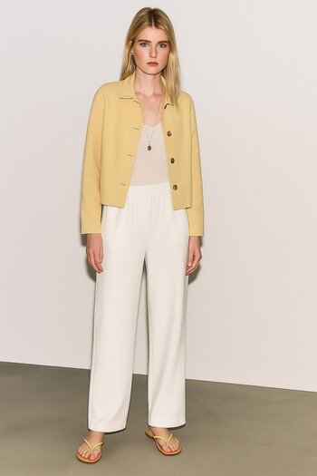 HAKKE Wide Trousers with Elastic Waist and Linen Look