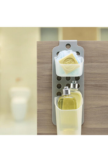 Madesmart Mini Hang It BPA-Free Bathroom Organiser with Drainage Holes Grey and White