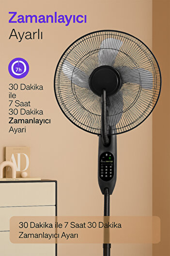 TECHNOMEN Taşınabilir Buharlı Vantilatör | 5L Su Hazneli Sessiz Serinletici Mini Klima | Spreyli Ayaklı Fan