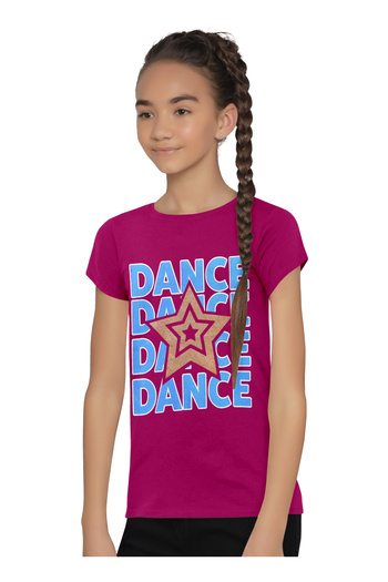 LAUREN SMITH Kids Girls Short Sleeved Tee with Glitter Print 100 percent Cotton