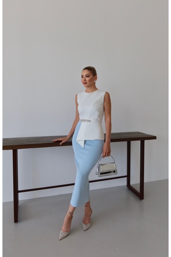 1Moda1Tarz Rochie de damă din țesătură importată, brodată cu piatră, căptușită, cu fante, căptușită, cu design special