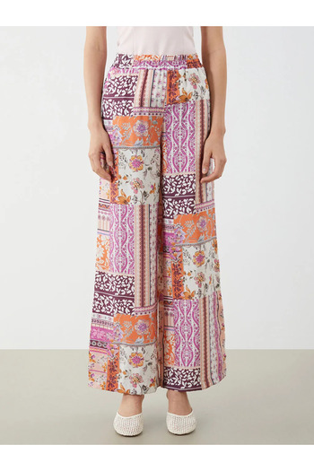 LC Waikiki Lcw Vision Pink Patterned Modal Blend Women's Trousers