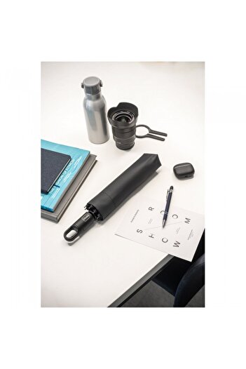 dalimag Pongee Umbrella, Automatic Opening and Closing, 25 cm, Black