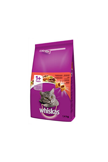 Whiskas Pack of 3 X Dry Food with Beef for Adult Cats 1.4 Kg