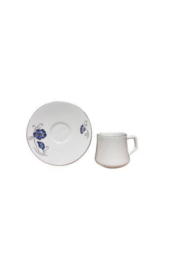 EVALIZA Nostalji Kelebek Double Coffee Cup Set for 6 Persons 130 ml