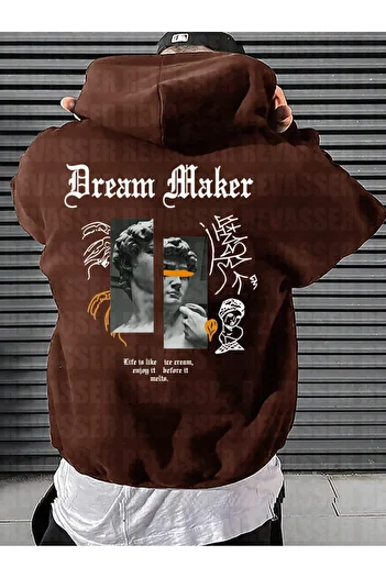 COHERENT Unisex ανδρικό/γυναικείο DREAMSWT πολύχρωμο, προσαρμοσμένο εμπριμέ βαμβακερό φούτερ με κουκούλα