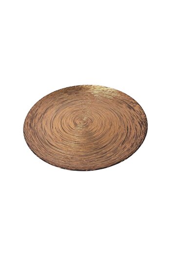 Generic A luxurious glass serving dish, 100% Turkish-made, honey-colored, diameter: 32 cm, to decorate your tables with elegance.