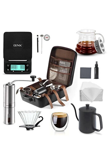 Denx Coffee Maker Kit, 12pcs Coffee Accessories Tools with Portable Carrying Bag, Drip Coffee Kit