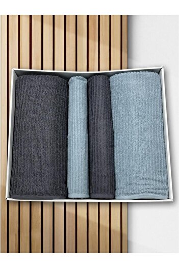 Çeyiz Diyarı Ekol Bath Set 4 Pieces Anthracite - Mint