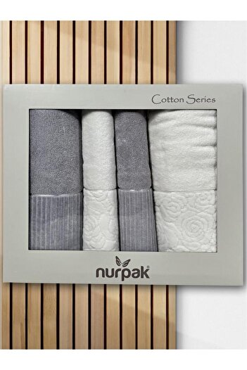 Çeyiz Diyarı Sevgi Bath Set 4 Pieces Cream - Gray