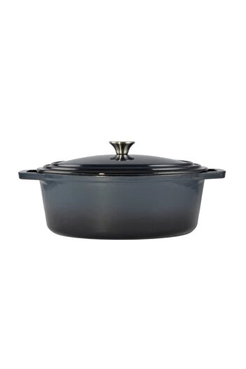Perfect Home Oval enameled cast iron pot with lid 32 cm, 6L – Perfect Home 92142, blue-gray, for oven
