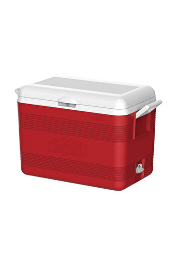 Cosmoplast Keep Cold Durable Insulated Deluxe Ice Chest with Handle Red and White 40 Liter