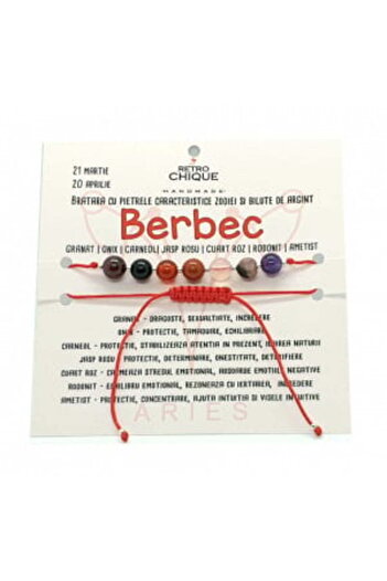 byRetroChique Aries zodiac bracelet with semi-precious stones and 925 silver beads