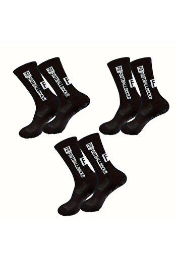OEM Set 3 pairs of professional non-slip football socks with grip, black, one size