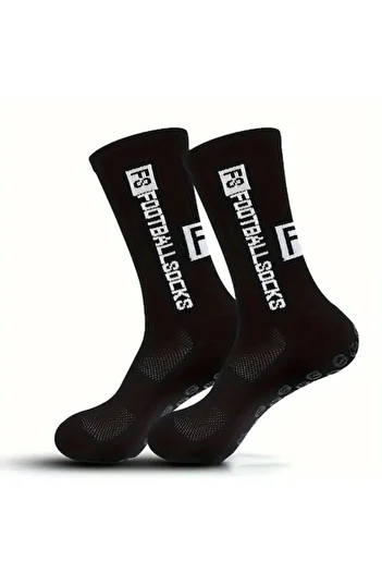 OEM Football Socks FS - Anti-Slip Professional Socks with Grip on Sole, Black, One Size