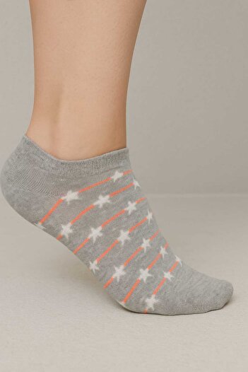NESA 3' Pair of Different Patterned Women's Booties Socks Flexible - Cat*Smile*Line*Heart*Melody*Star Patterned