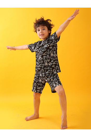 Anthrilo By Styli All-Over Football Print Short Sleeve T-Shirt and Shorts Set