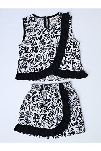 Bella Moda By Styli Floral Print Ruffled Detail Top and Shorts Set