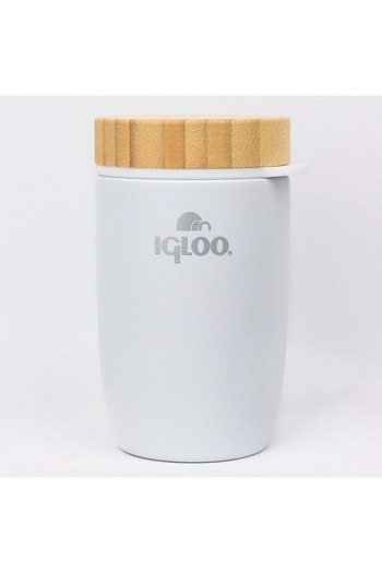 IGLOO Bamboo Food Jar 500ml Food Thermos Flask White