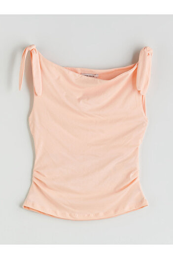 LC Waikiki Lcw vision pink flowing collar gathered blouse