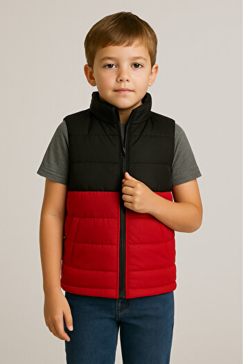 OEM Reversible quilted vest for children red black-red