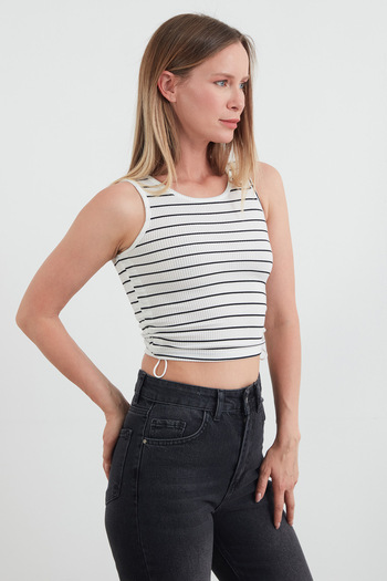 Fulla Moda Striped Halter Neck Body with Stoppers on the Sides