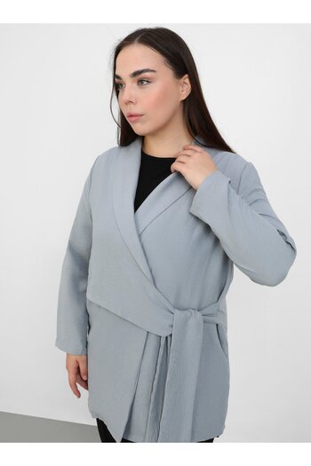 ALİA Large Size Aerobin Cap with Lacing Detail - Gray Blue - Alia